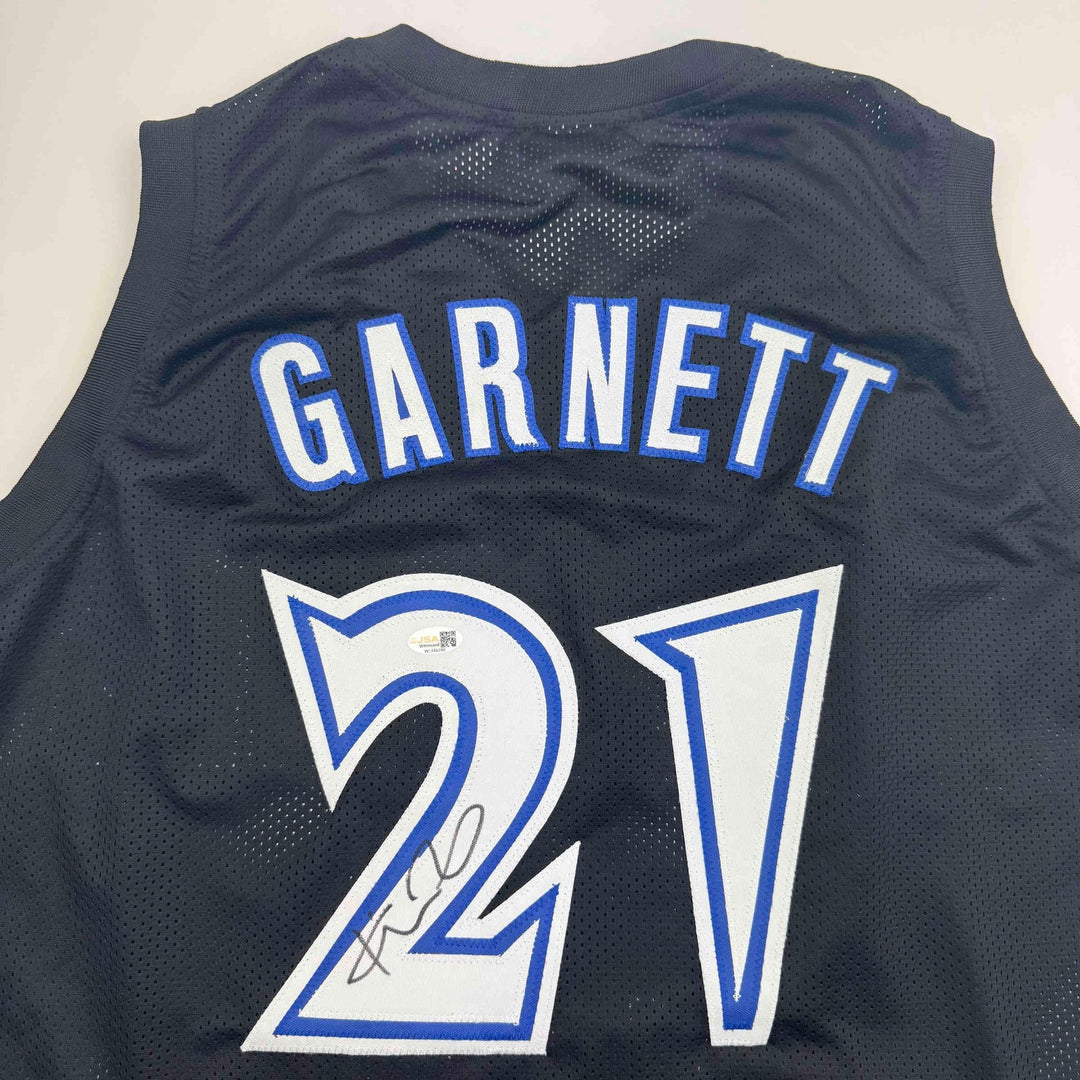 Autographed/Signed Kevin Garnett Minnesota Black Jersey Beckett COA