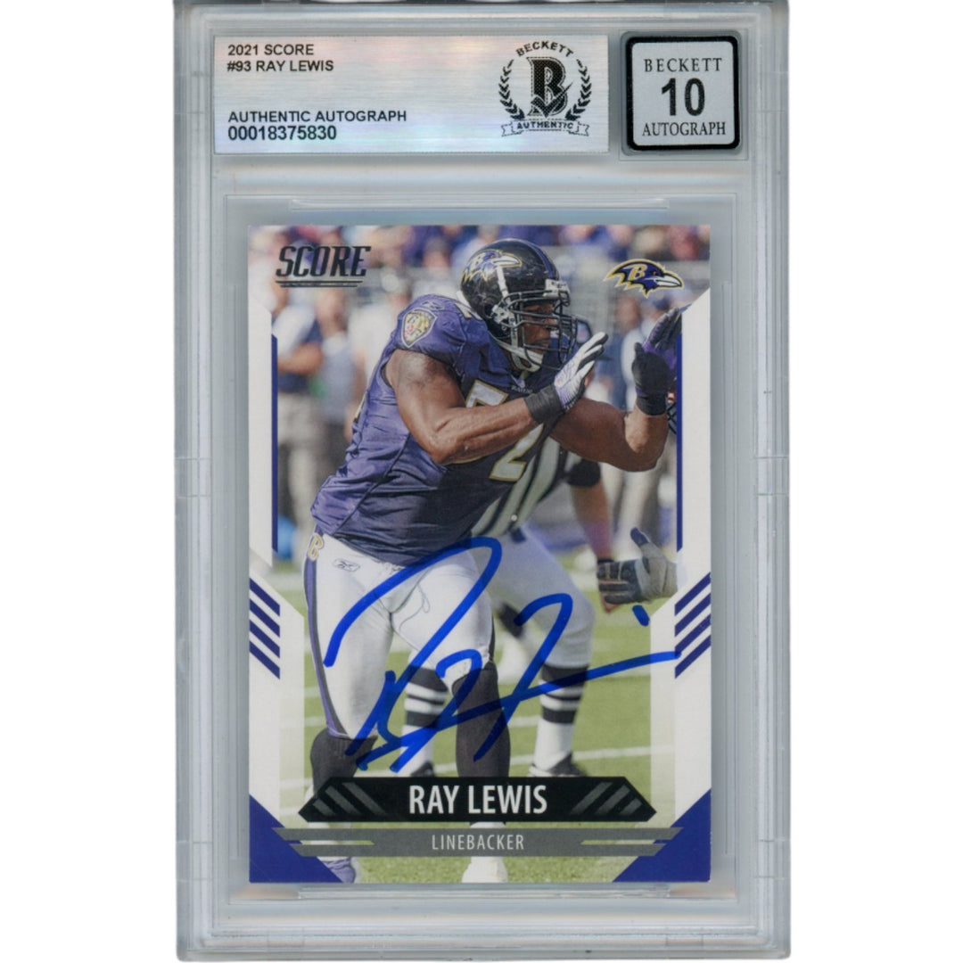 Ray Lewis Autographed/Signed 2021 Score #93 Trading Card Beckett 52969