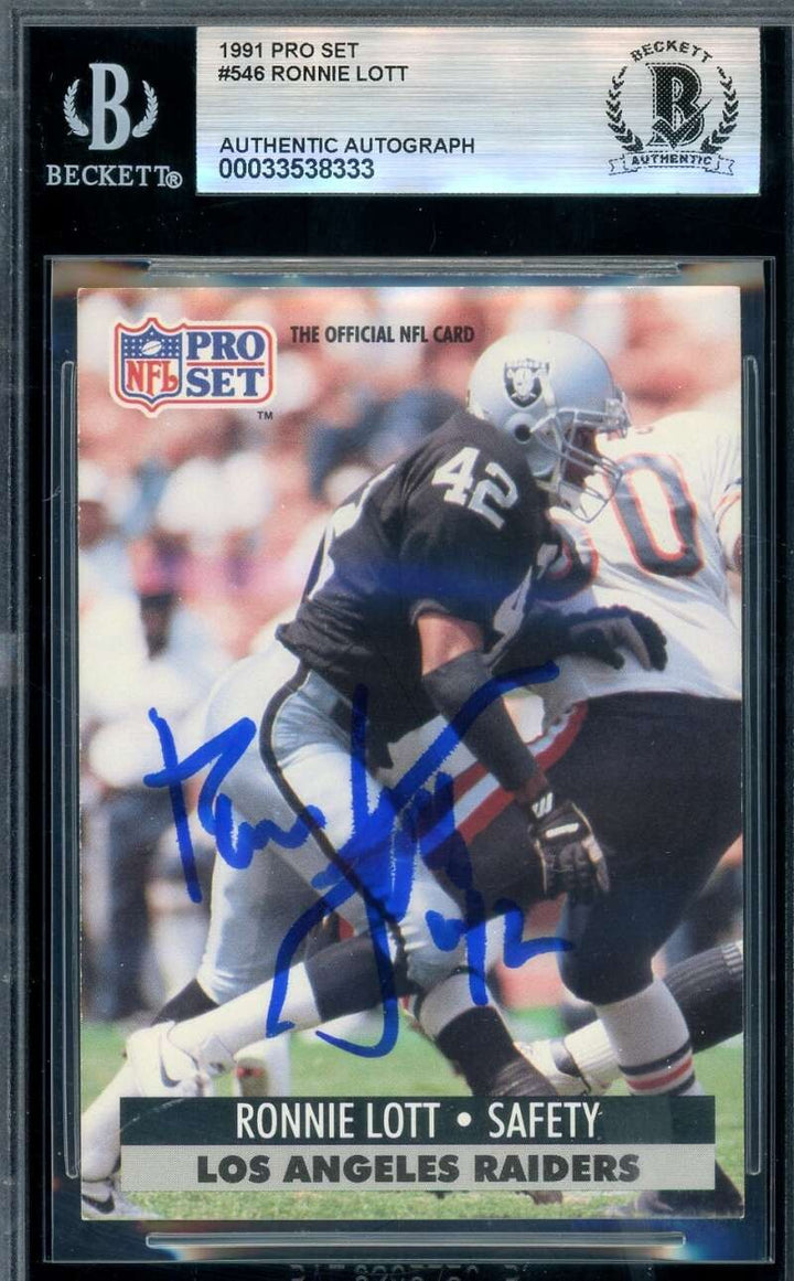 Ronnie Lott Beckett BAS Signed 1991 Pro Set Autograph