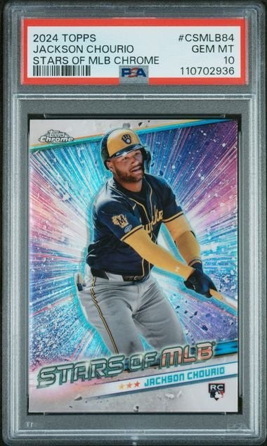 Graded 2024 Topps Stars of MLB Chrome Jackson Chourio #CSMLB84 Card PSA 10