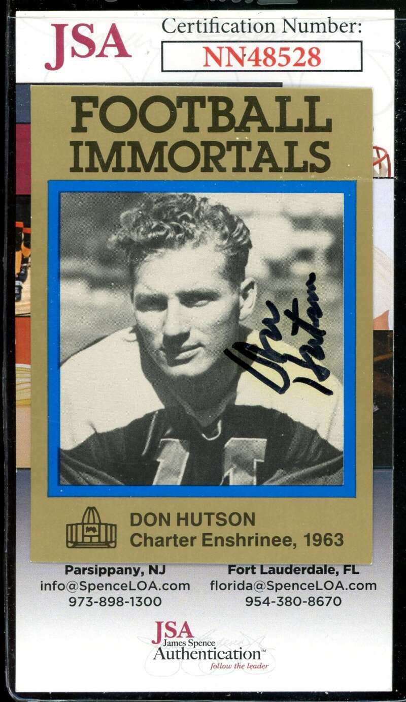 Don Hutson JSA Coa Signed 1985-88 Football Immortals Autograph