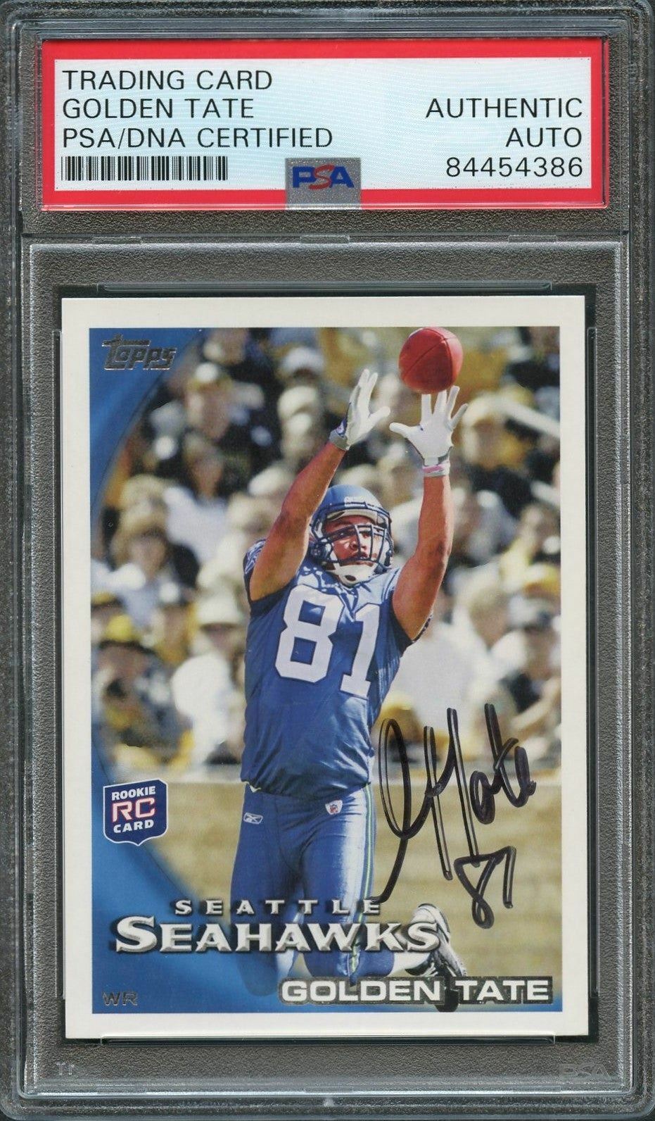 2010 TOPPS #398 GOLDEN TATE Signed Card PSA Slabbed RC Seahawks