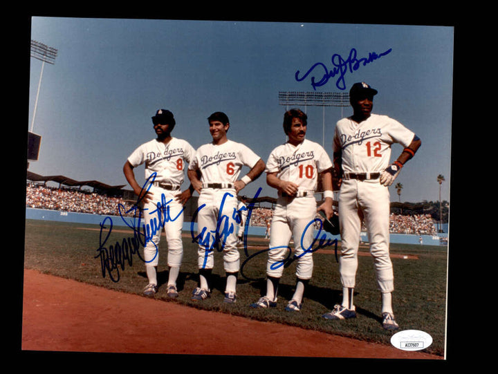 Garvey Cey Smith Baker JSA Coa Signed  8x10 Photo Autograph Dodgers
