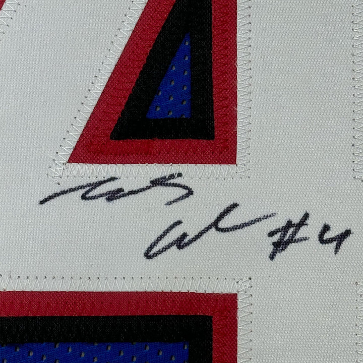 Framed Autographed/Signed James Cook 33x42 Buffalo Blue Jersey BAS COA