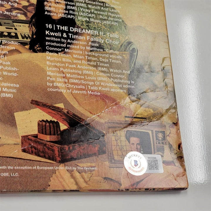 Anderson Paak signed Malibu Vinyl Album Cover autograph ~ Beckett BAS