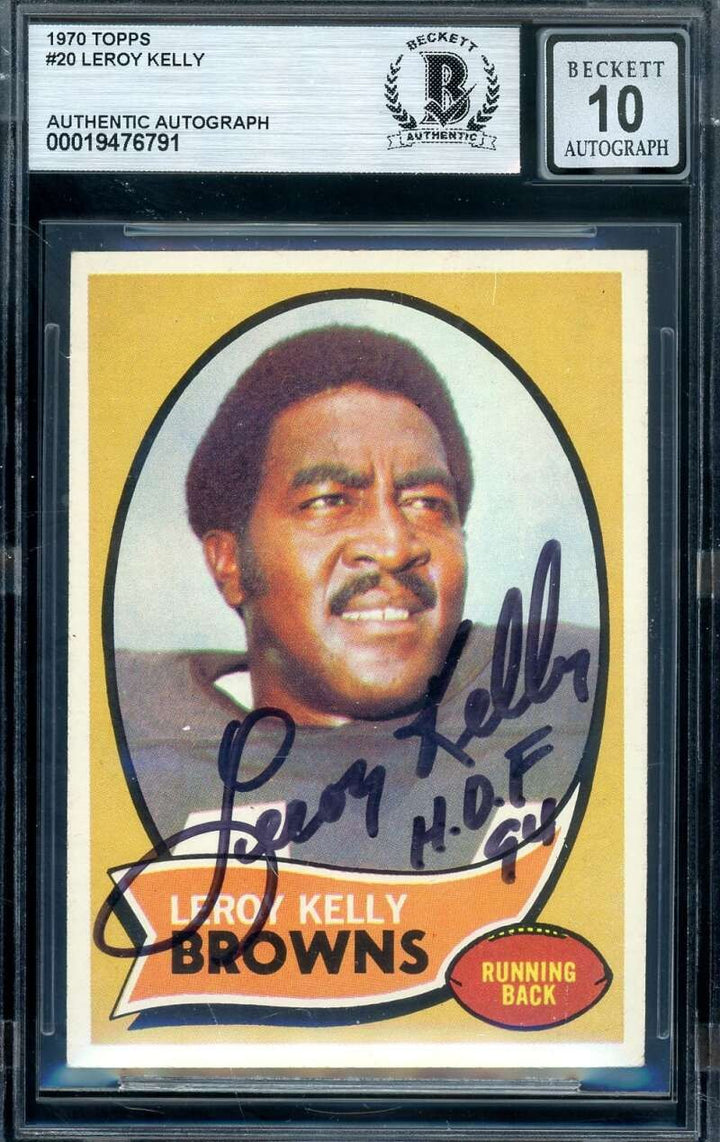 Leroy Kelly Gem Mint 10 Beckett BAS Signed 1970 Topps Autograph Browns