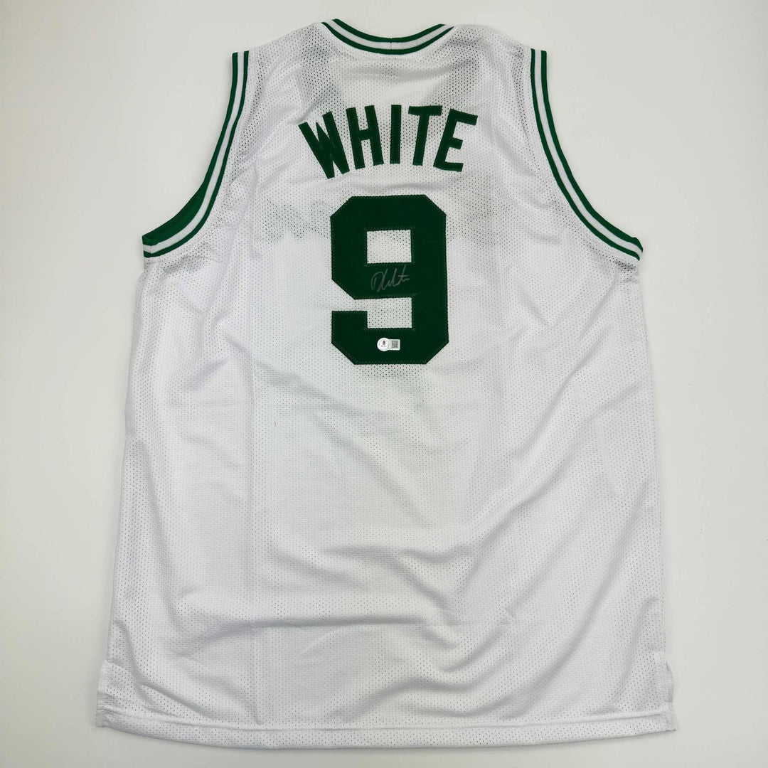 Autographed/Signed Derrick White Boston White Jersey Beckett BAS COA