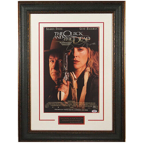 Sharon Stone signed Quick & The Dead 11x17 Movie Poster Leather Framed-PSA HOLO