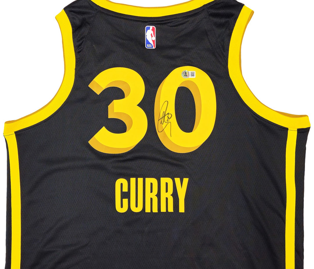 Warriors Stephen Curry Auto Black Nike Swingman City Edt Jersey Size 48 Beckett