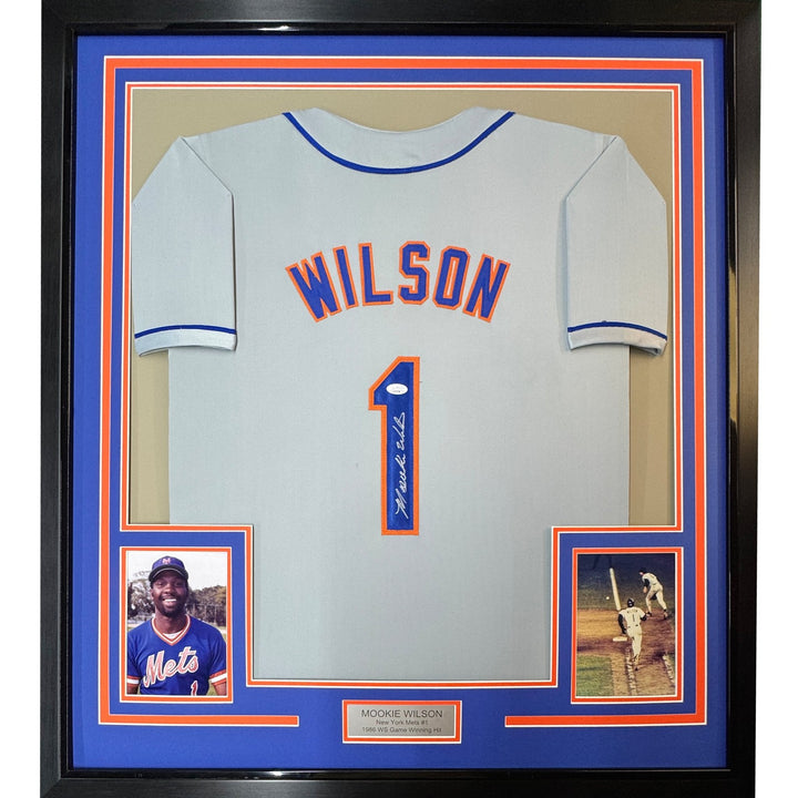 FRAMED Signed MOOKIE WILSON 35x39 New York Grey Jersey JSA COA Auto