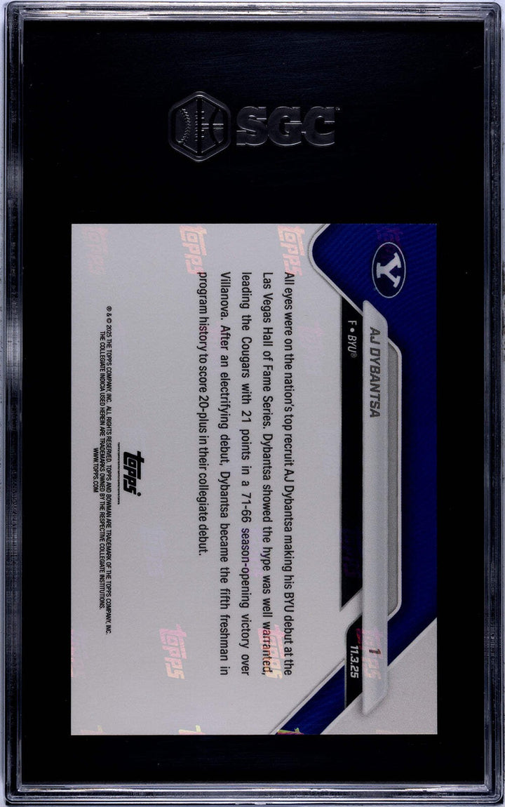 Graded 2025 Topps Bowman U Now AJ Dybantsa #1 Rookie RC Basketball Card SGC 10