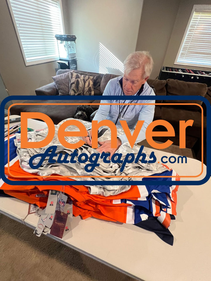 John Elway Autographed Denver Broncos Nike Artic Camo XL Jersey Beckett 50183