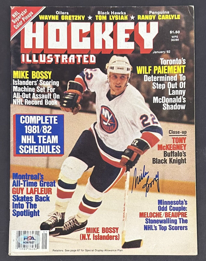 Mike Bossy Signed Hockey Full Magazine 1982 PSA 10 Gem Mint Auto Islanders LOA