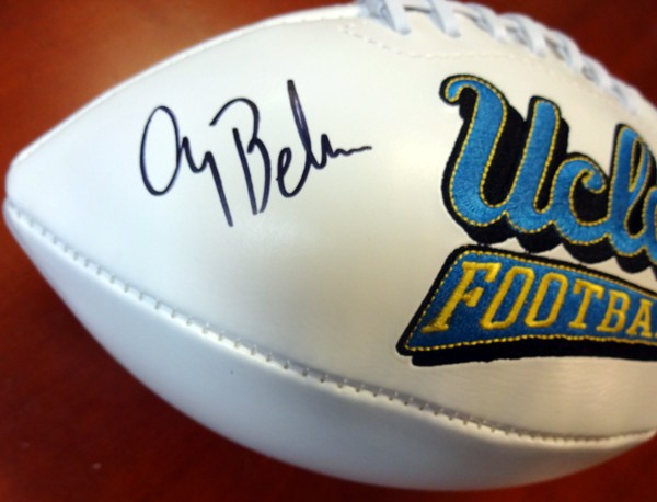 Gary Beban Signed White Logo Football UCLA Bruins "67 Heisman" PSA/DNA