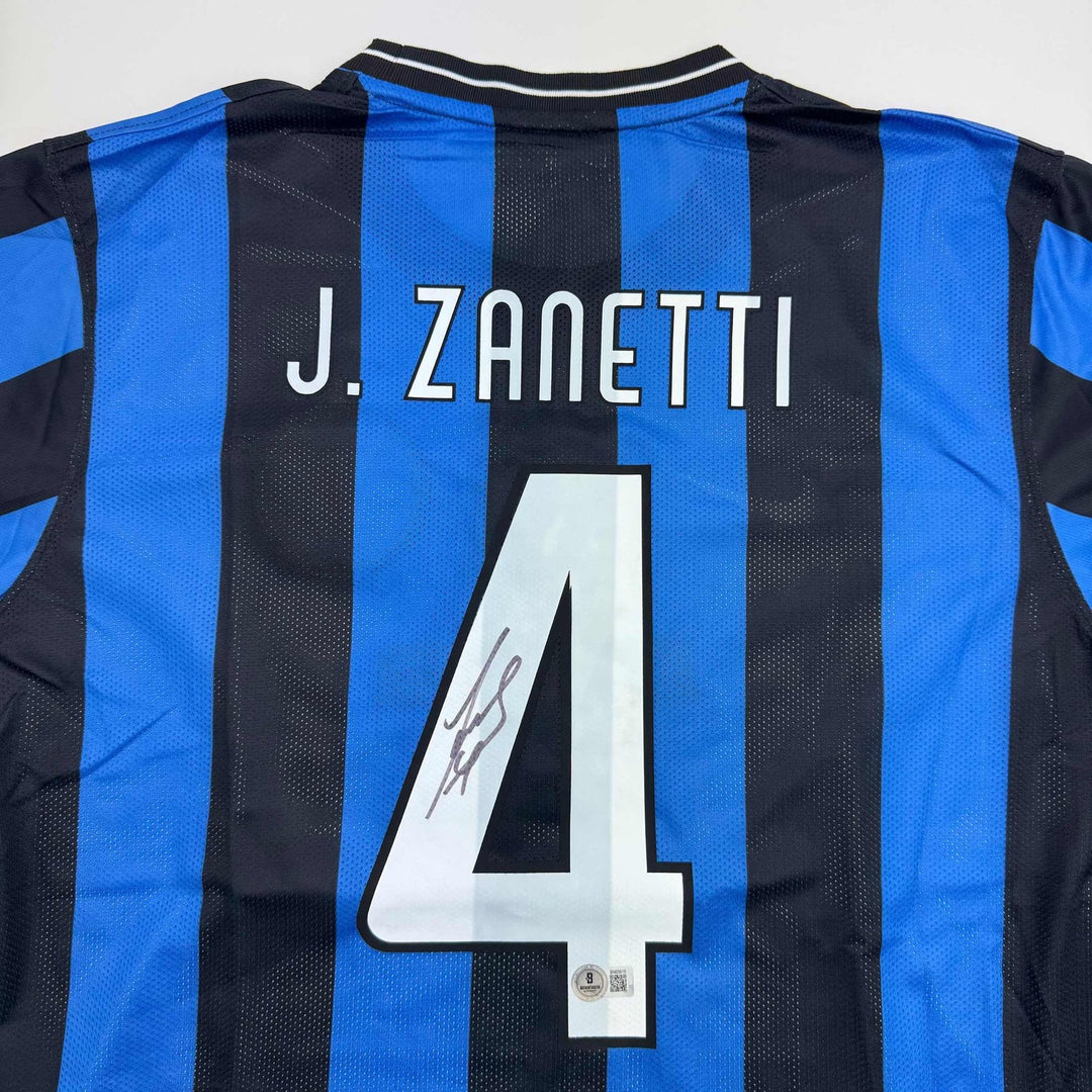 Autographed/Signed Javier Zanetti Inter Milan Futbol Jersey Beckett COA
