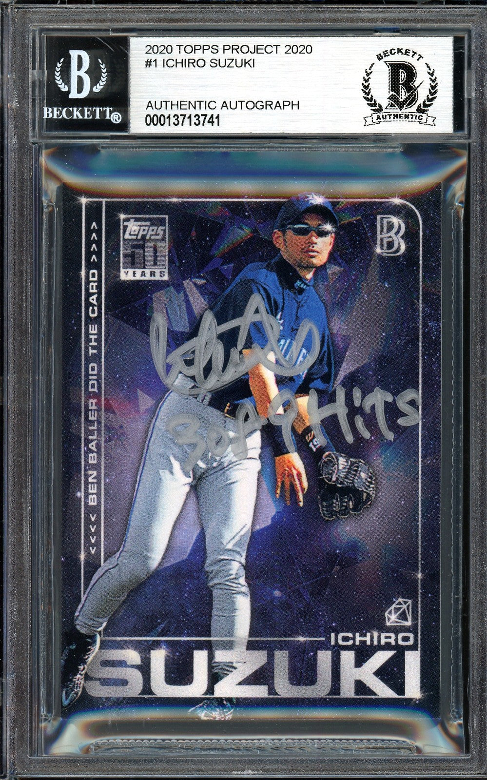 Ichiro Suzuki Signed Topps Project 2020 Ben Baller Card 1 3089 Hits #1/1 Beckett