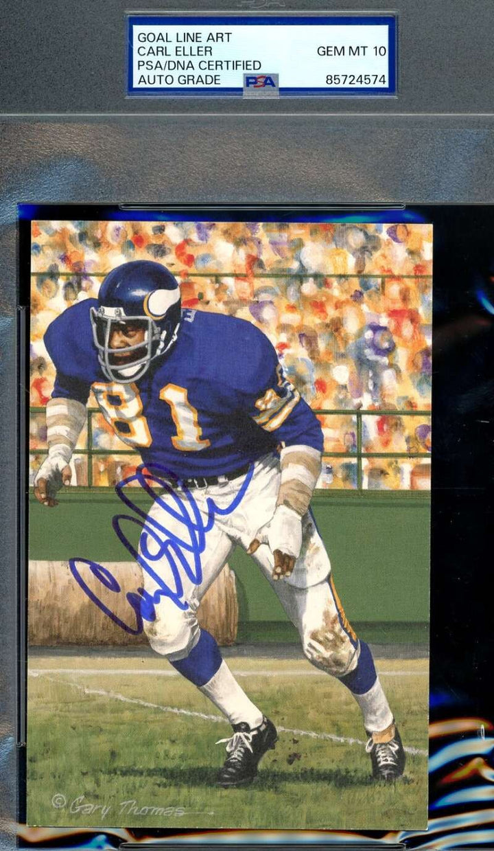 Carl Eller Gem Mint 10 PSA DNA Signed Goal Line Art Card GLAC Autographed