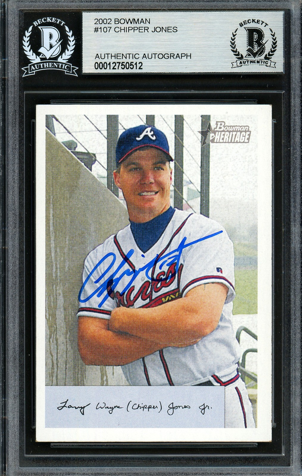 Chipper Jones Signed 2002 Bowman Heritage Card 107 Braves Beckett #12750512