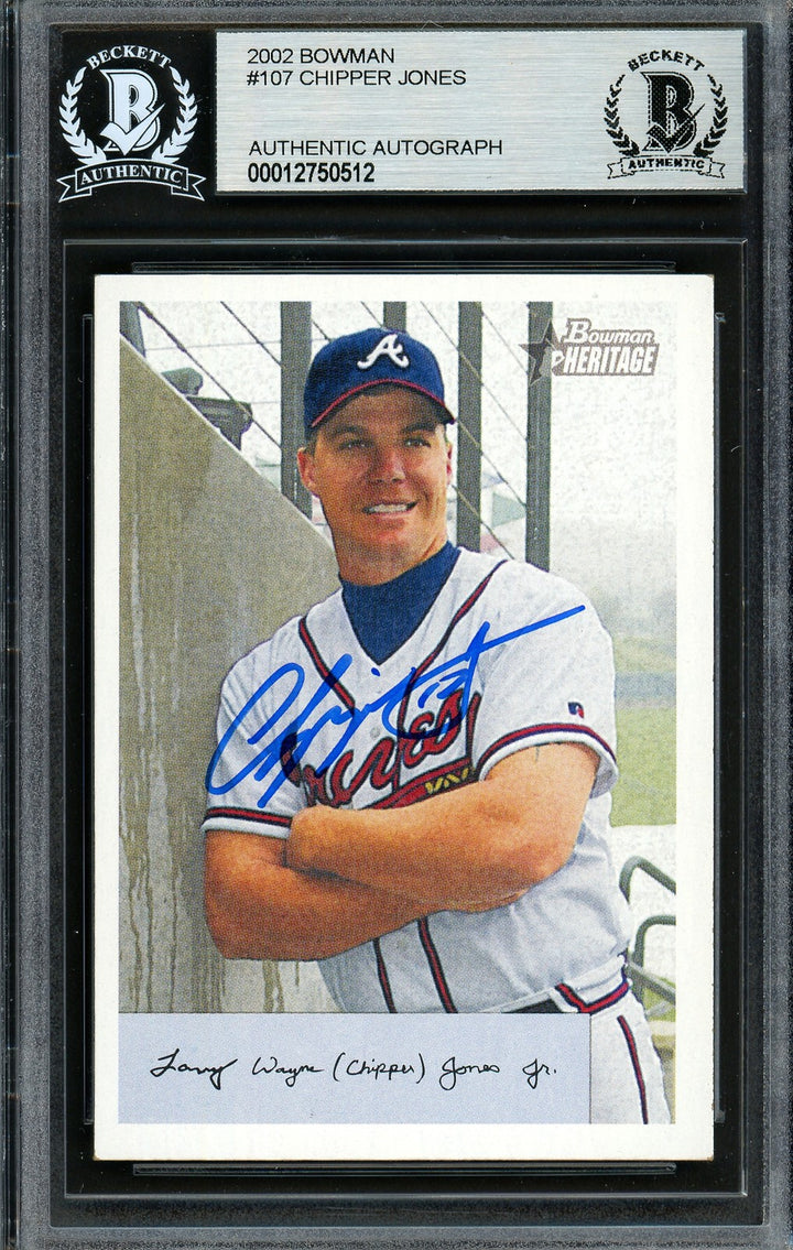 Chipper Jones Signed 2002 Bowman Heritage Card 107 Braves Beckett #12750512