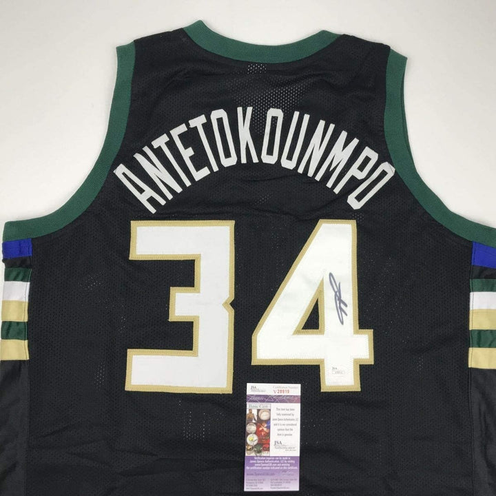 Signed GIANNIS ANTETOKOUNMPO Milwaukee Black Jersey JSA COA Auto
