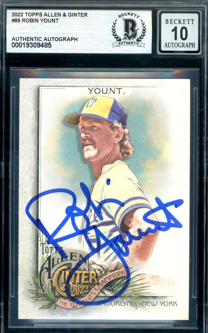 Robin Yount Gem Mint 10 Beckett BAS Signed 2022 Topps Allen & Ginter Autograph