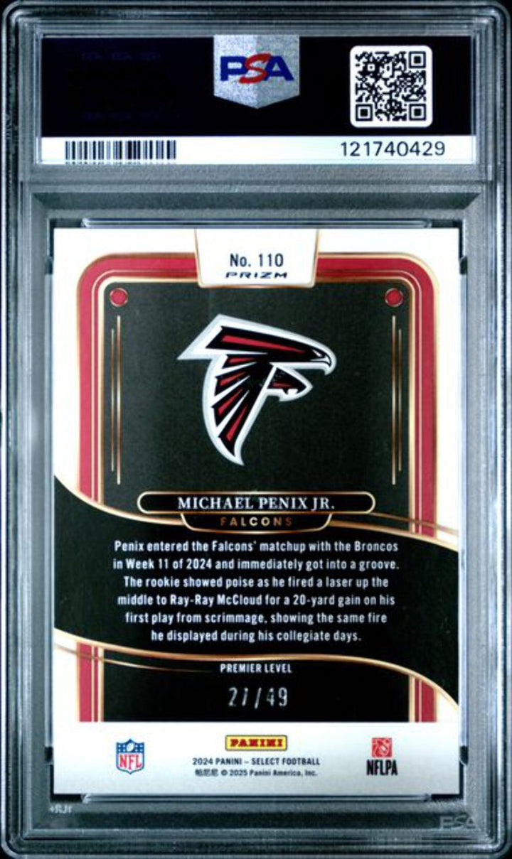 Graded 2024 Panini Select Michael Penix Jr #110 /49 Red Disco Rookie Card PSA 10