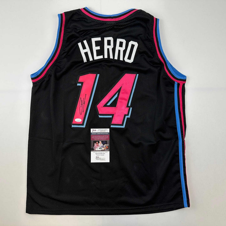 Autographed/Signed Tyler Herro Miami Black Vice City Jersey JSA COA