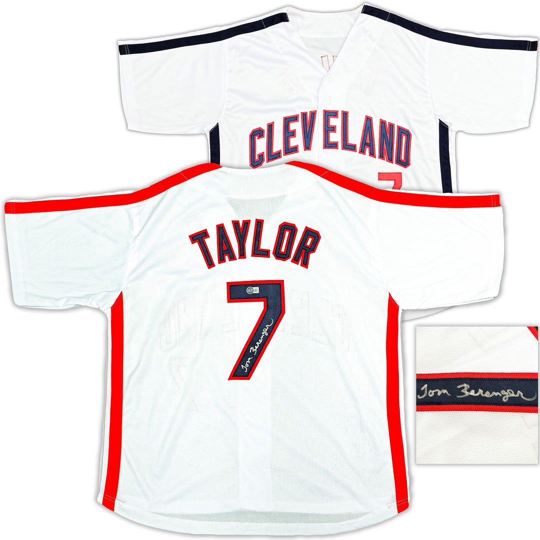 Tom Berenger Auto Signed White Jersey Major League Jake Taylor Beckett Witness