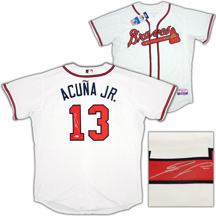 Braves Ronald Acuna Jr Auto White Majestic Authentic Cool Base Jersey 52 Beckett