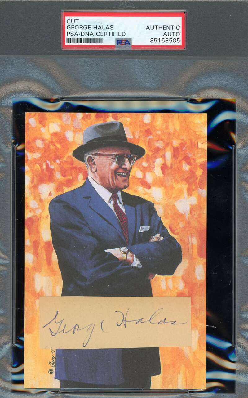George Halas PSA DNA Signed Goal Line Art Card Cut GLAC Autograph