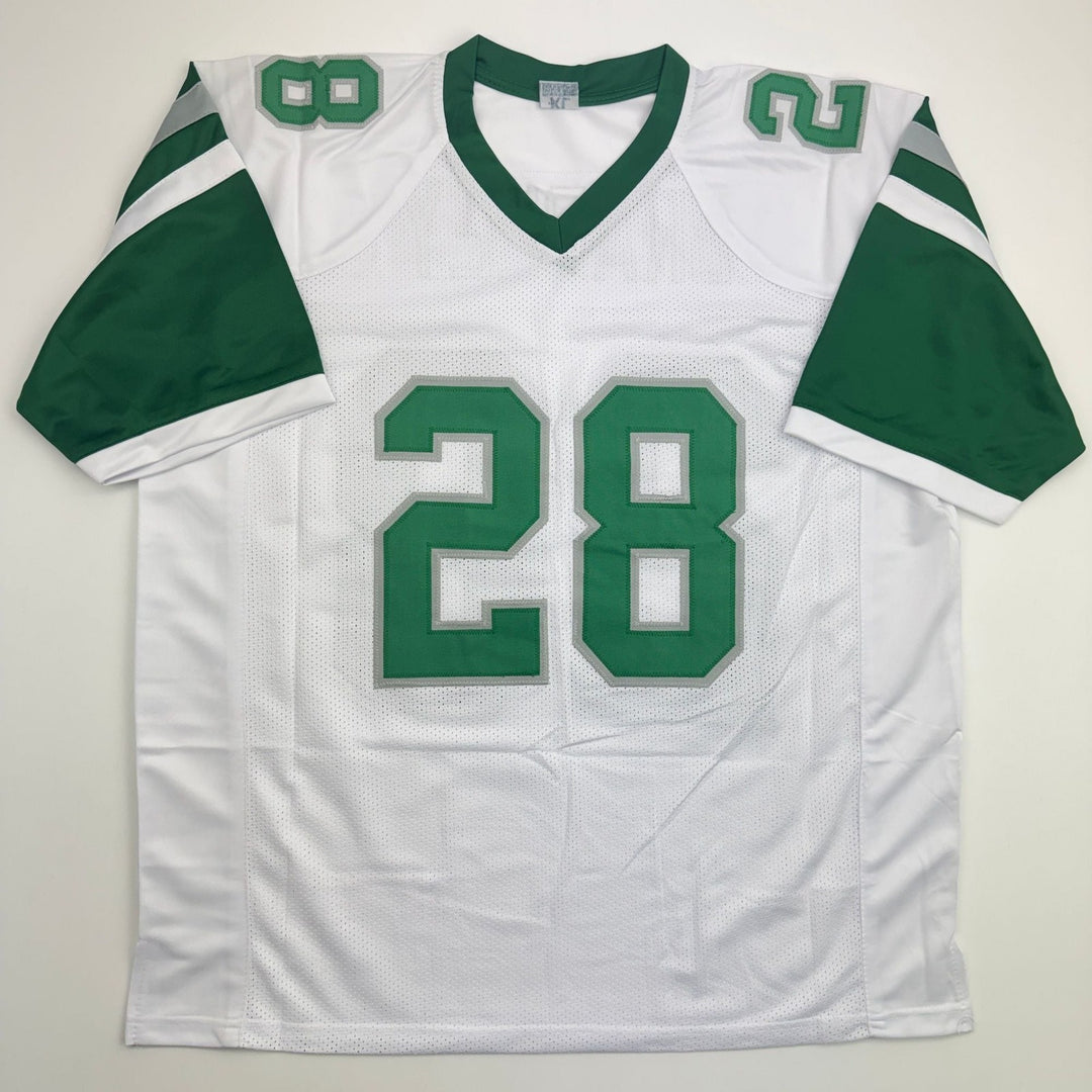 Autographed/Signed Bill Bradley Philadelphia White Football Jersey BAS COA