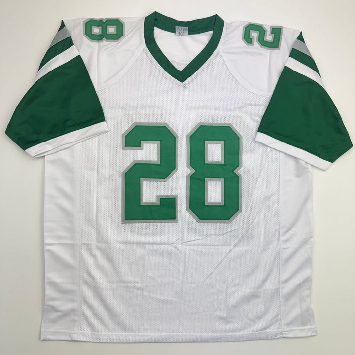Autographed/Signed Bill Bradley Philadelphia White Football Jersey BAS COA