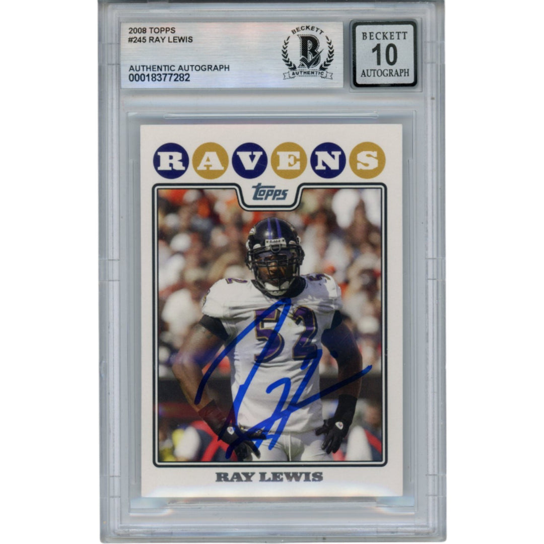 Ray Lewis Autographed/Signed 2008 Topps #245 Trading Card Beckett 52941