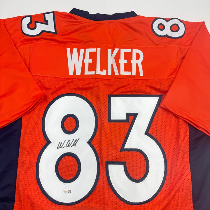 Autographed/Signed Wes Welker Denver Orange Football Jersey JSA COA