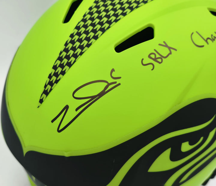 Zach Charbonnet Signed Seahawks Rave Green Full Size Speed Replica Helmet MCS