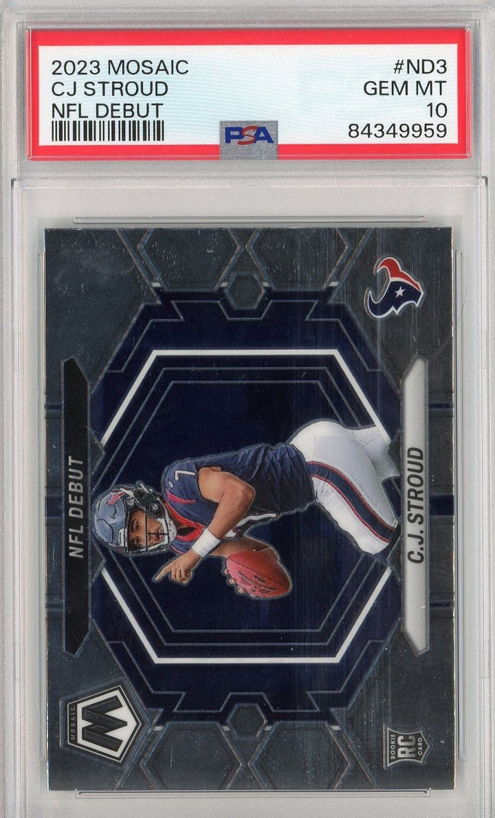 Graded 2023 Mosaic C.J. Stroud #ND3 NFL Debut Rookie RC Card PSA 10
