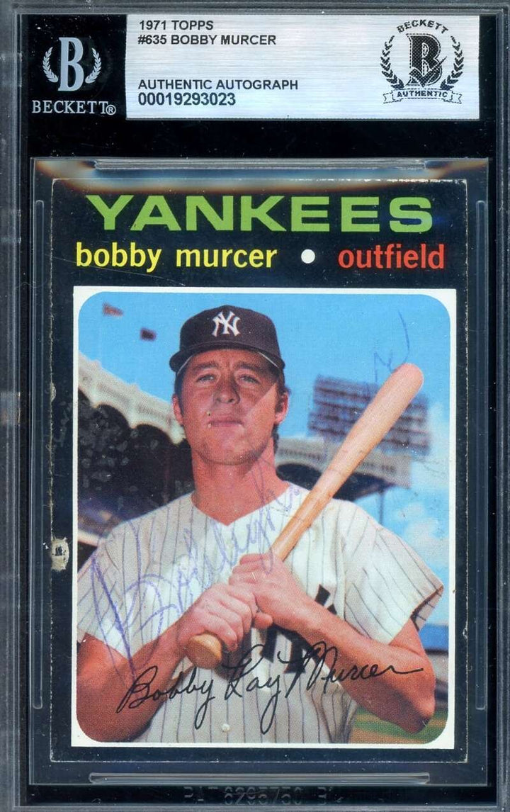 Bobby Murcer Beckett BAS Vintage Signed 1971 Topps Autograph Yankees