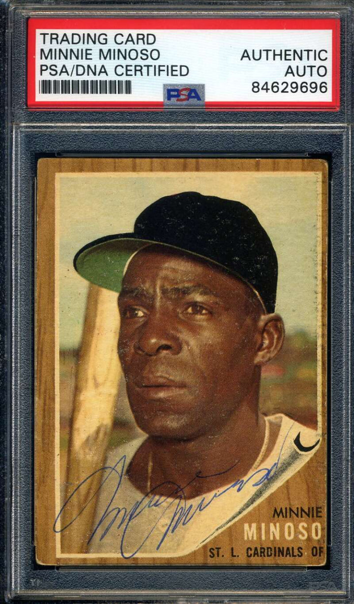 Minnie Minoso PSA DNA Signed Vintage 1962 Topps Autograph