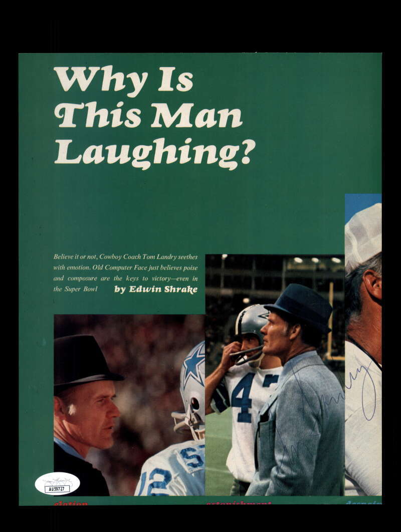 Tom Landry JSA Autograph 8x10 Signed Vintage Photo 1970`s Cowboys