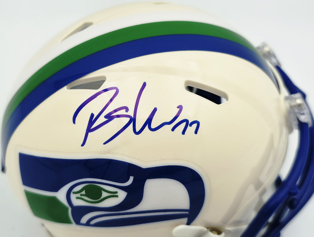 Rashid Shaheed Signed Seattle Seahawks Cream Retro Speed Mini Helmet MCS Holo