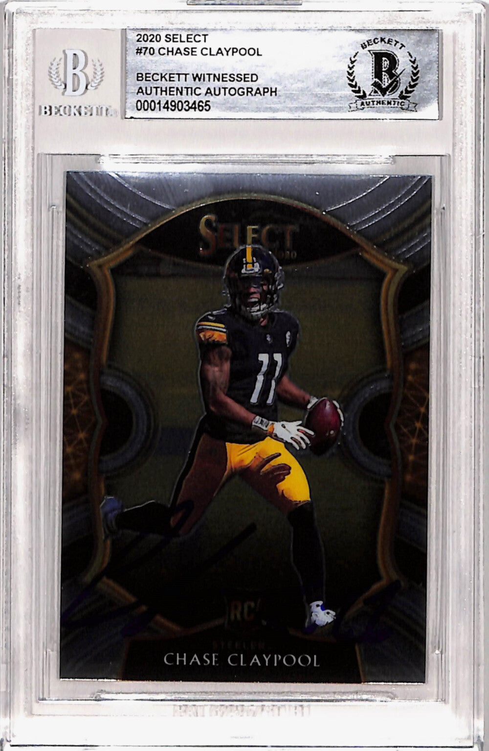 Chase Claypool Signed 2020 Panini Select #70 Rookie Card Beckett Slab 40739