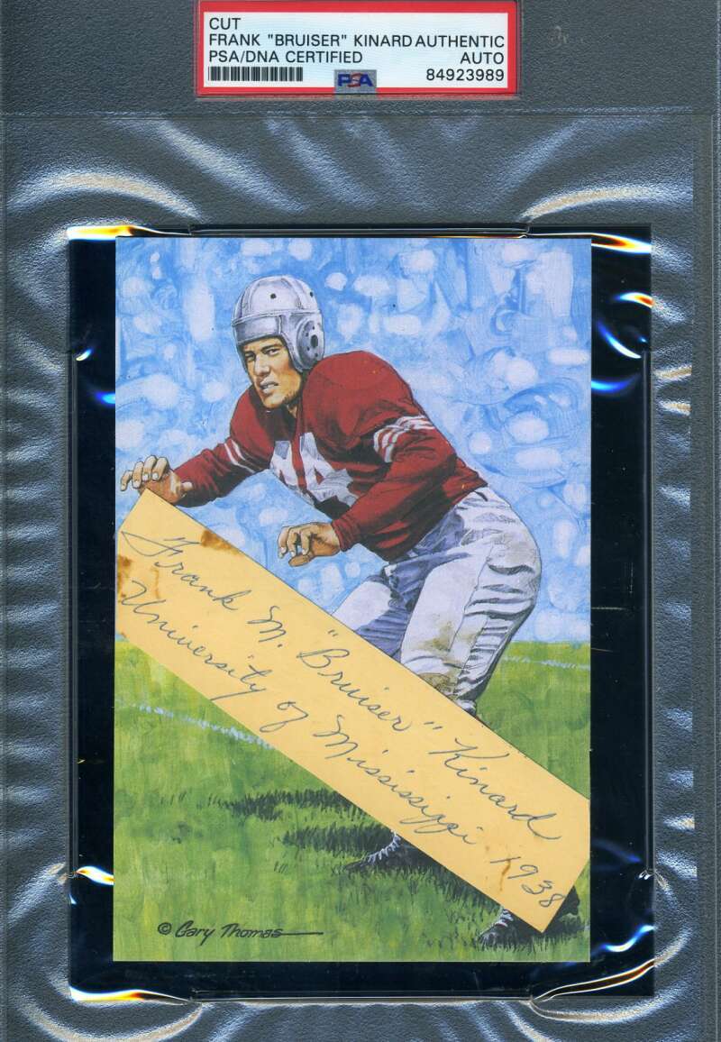 Frank Bruiser Kinard PSA DNA Signed Goal Line Art Card Cut Autograph