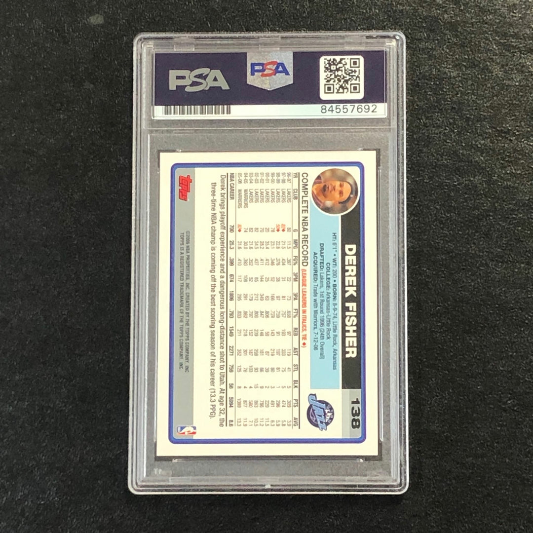 2006 Topps #138 Derek Fisher Signed Card AUTO PSA Slabbed Jazz