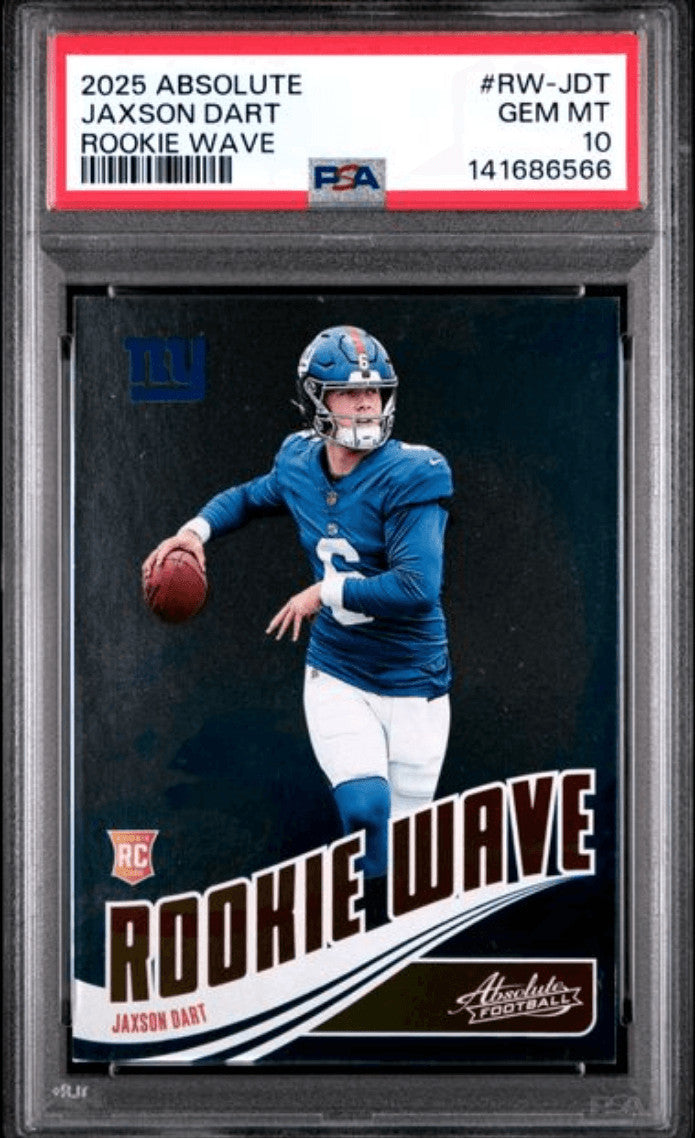 Graded 2025 Panini Absolute Jaxson Dart #RWJDT RC Wave RC Card PSA 10