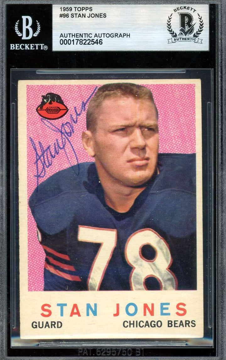 Stan Jones Beckett BAS Autograph 1959 Topps Signed