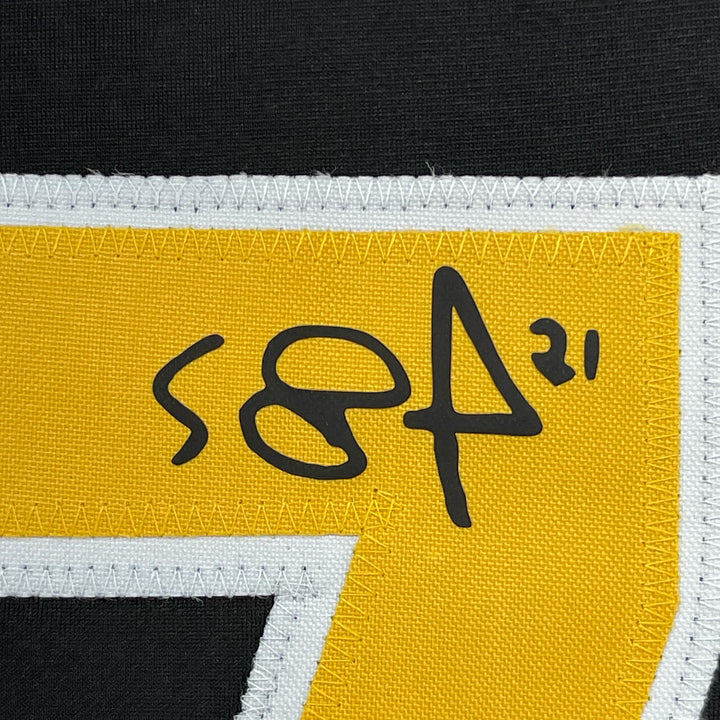 Framed Facsimile Autographed Evgeni Malkin 33x42 Black Reprint Laser Auto Jersey