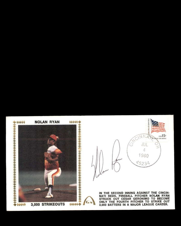 Nolan Ryan PSA DNA Coa Autograph Hand Signed 1980 3000 K`s FDC Cache