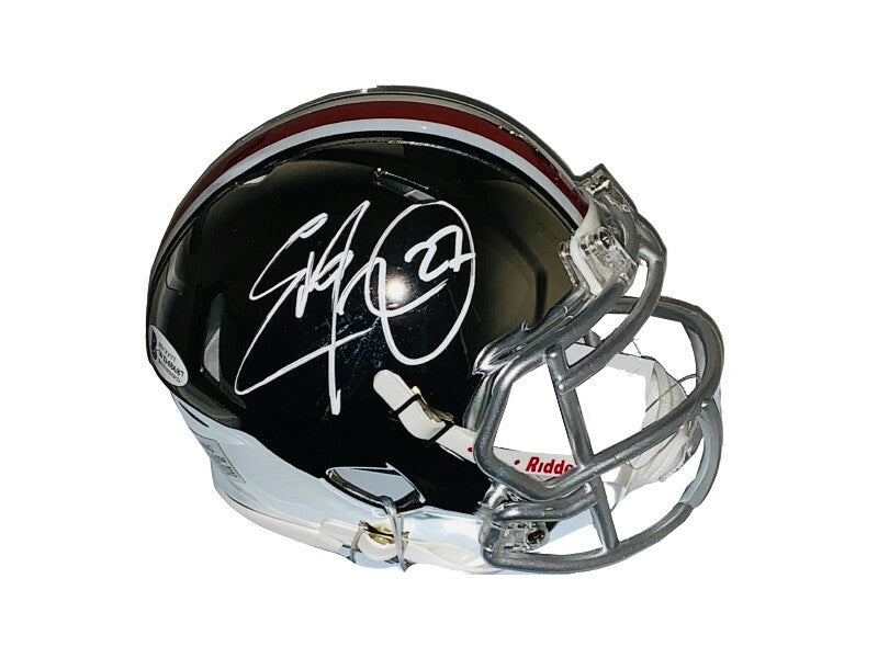 Eddie George signed Ohio State Buckeyes Riddell Chrome Mini Helmet #27- Beckett