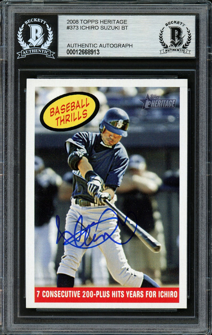 Ichiro Suzuki Signed 2008 Topps Heritage Card 373 Seattle Mariners Beckett