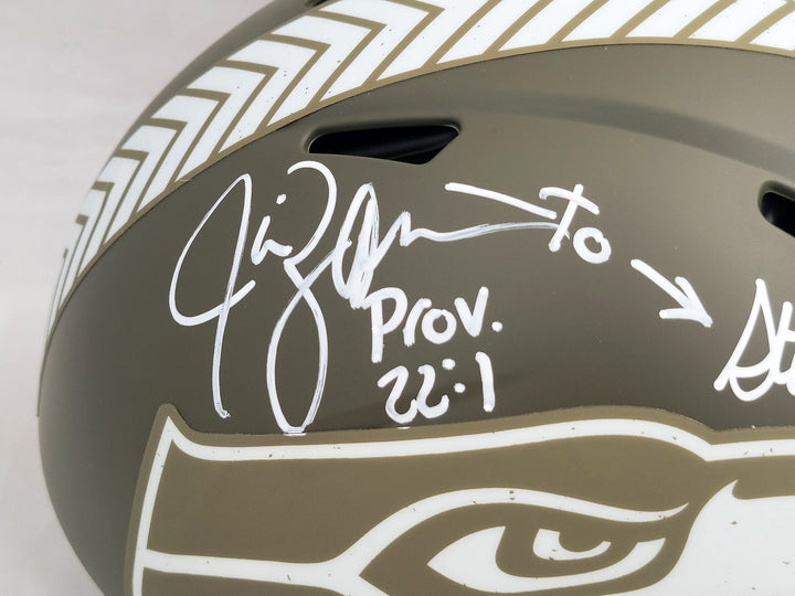 Steve Largent Jim Zorn Auto Seahawks Camo Salute 2 Service FS Helmet TD Seahawks